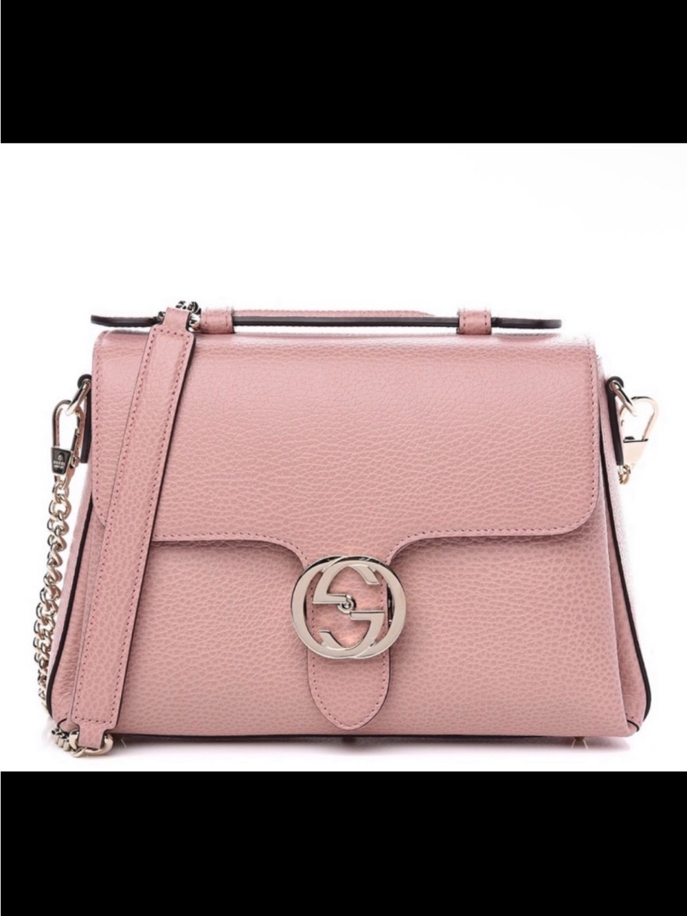 Gucci Dusty Pink Leather Shoulder Bag with Gold-Tone Logo